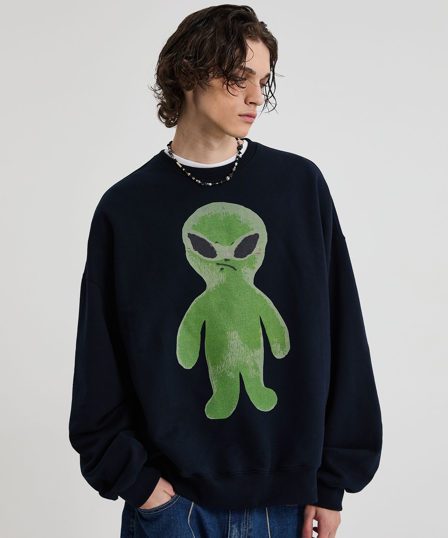 ★HOODHOOD★ Alien graphic overfit sweatshirt navy MUSINSA | HOODHOOD Alien graphic overfit man to man navy