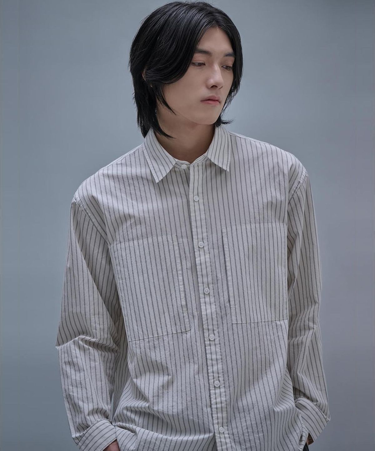 시프트지(SHIFT.G) Stripe Cloud Shirts  Ivory