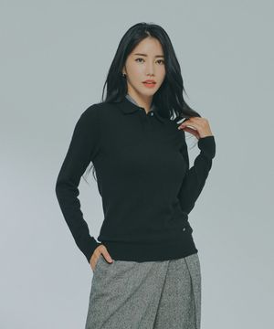 울 블랜디드 카라니트_블랙