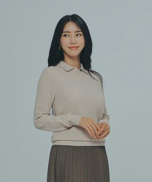 울 블랜디드 카라니트_오트밀