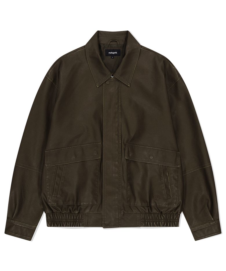 WASHED FAUX LEATHER BLOUSON BROWN(MG2EFMB940A)
