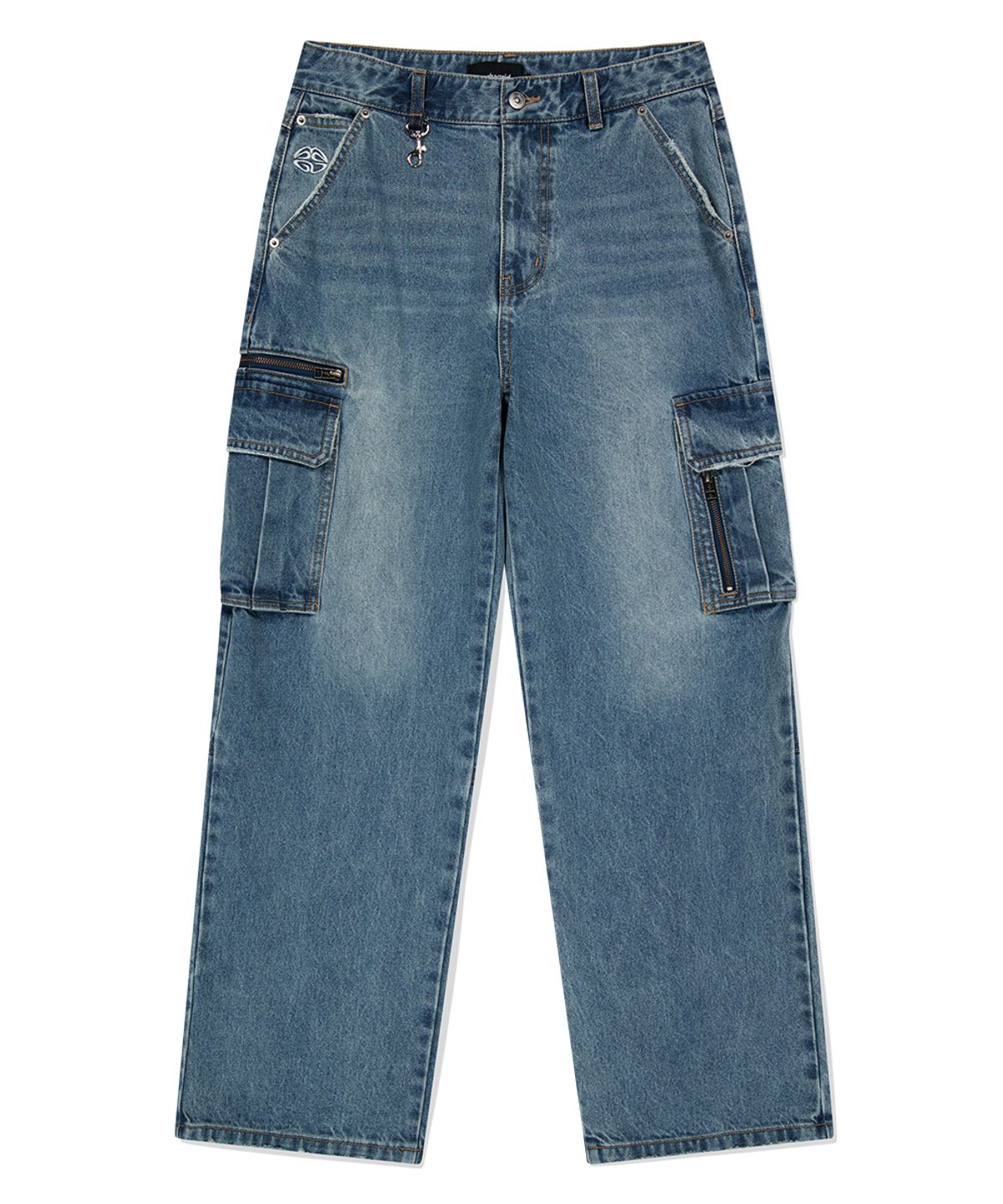 마하그리드(MAHAGRID) WASHED ZIP CARGO DENIM PANT BLUE(MG2EFMD110A)