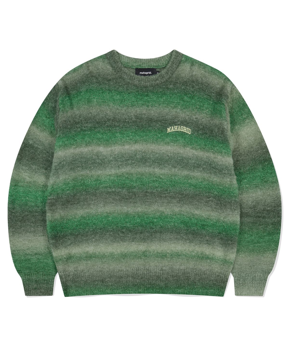 마하그리드(MAHAGRID) VARSITY LOGO GRADATION KNIT SWEATER GREEN(MG2EFMK606A)