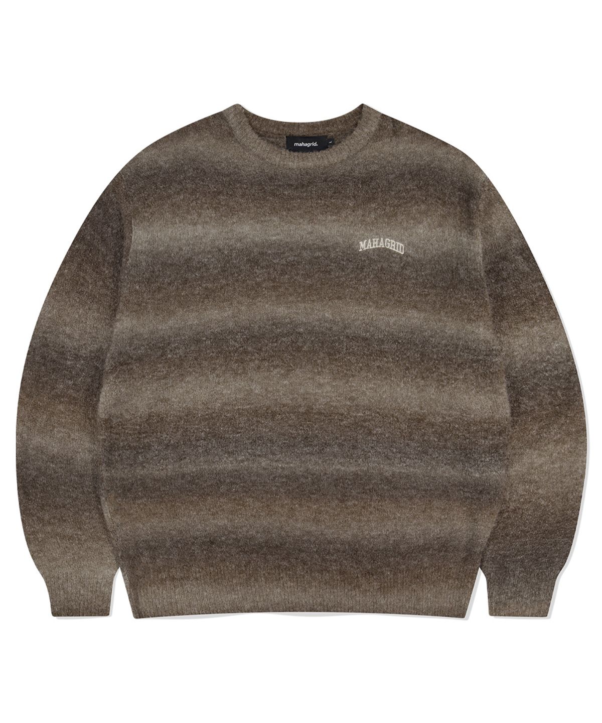 마하그리드(MAHAGRID) VARSITY LOGO GRADATION KNIT SWEATER BROWN(MG2EFMK606A)