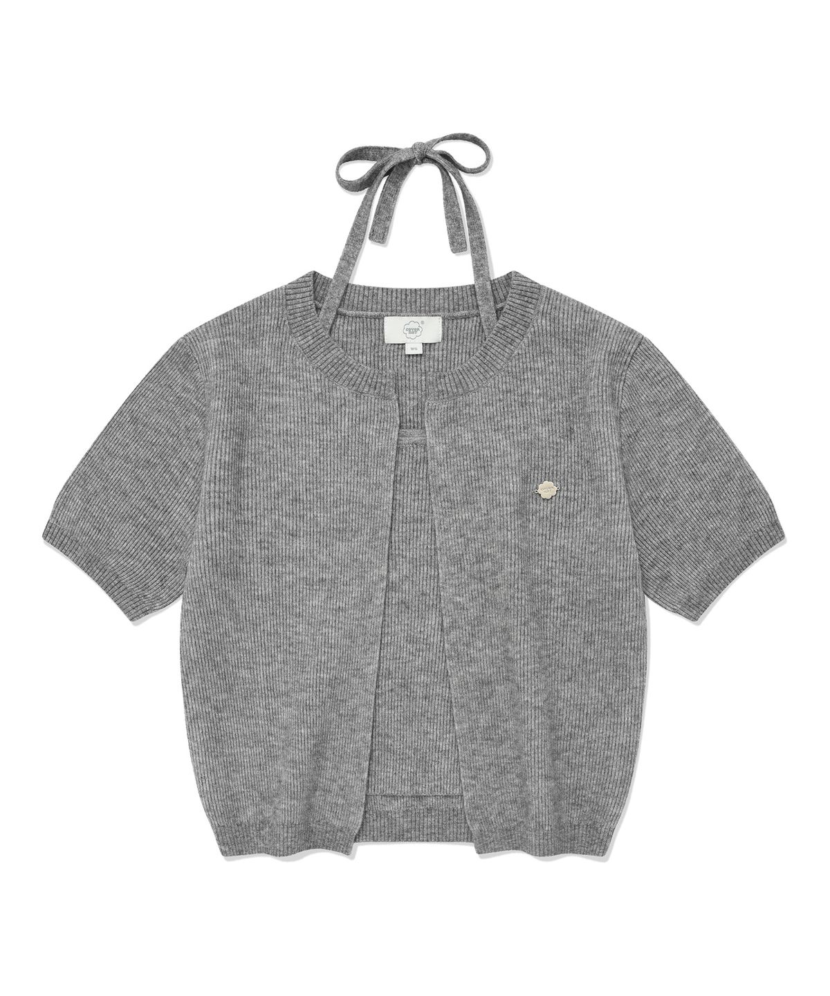 커버낫 우먼(COVERNAT WOMAN) 우먼 홀터넥 크롭 하프 니트 Heather Gray