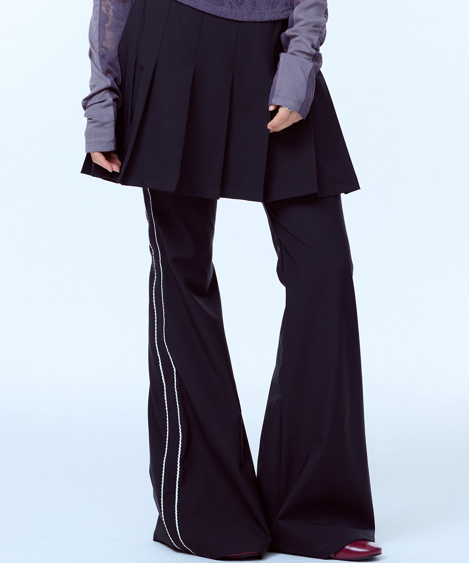 MUSINSA | LUVISTRUE PA PLEATED SKIRT PANTS(BLACK)