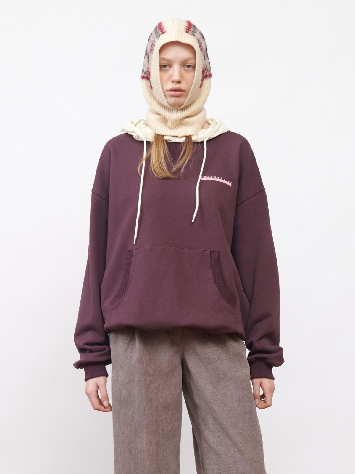 기준(KIJUN) Logo ALVY Hoodie UNISEX Burgundy Ivory