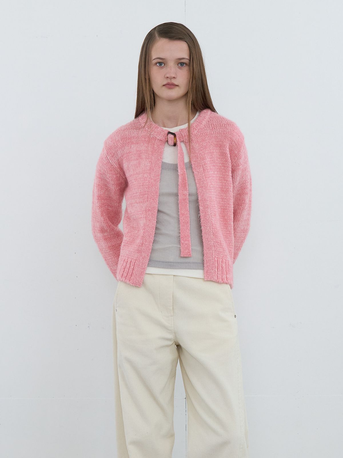 기준(KIJUN) Belted Cardigan Pink