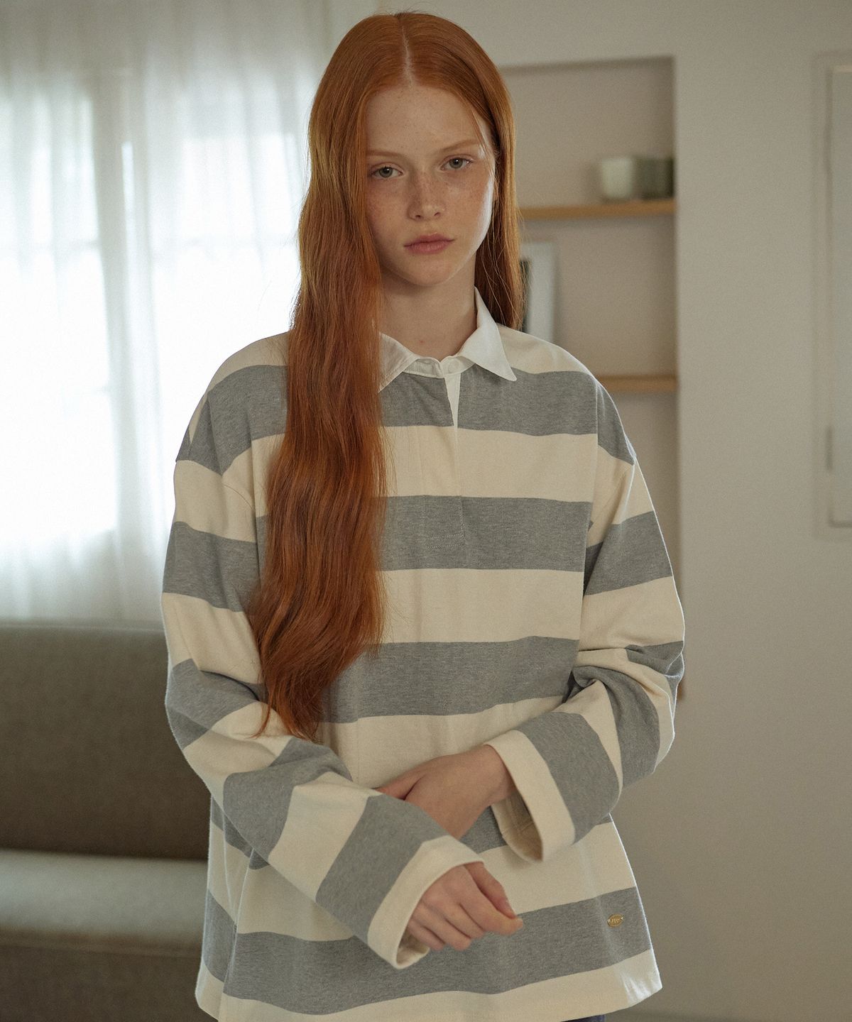 엽페(YUPPE) LONG STRIPE T-SHIRT_GRAY