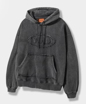 VLAD 컷오프 아플리케 후드 티셔츠_차콜