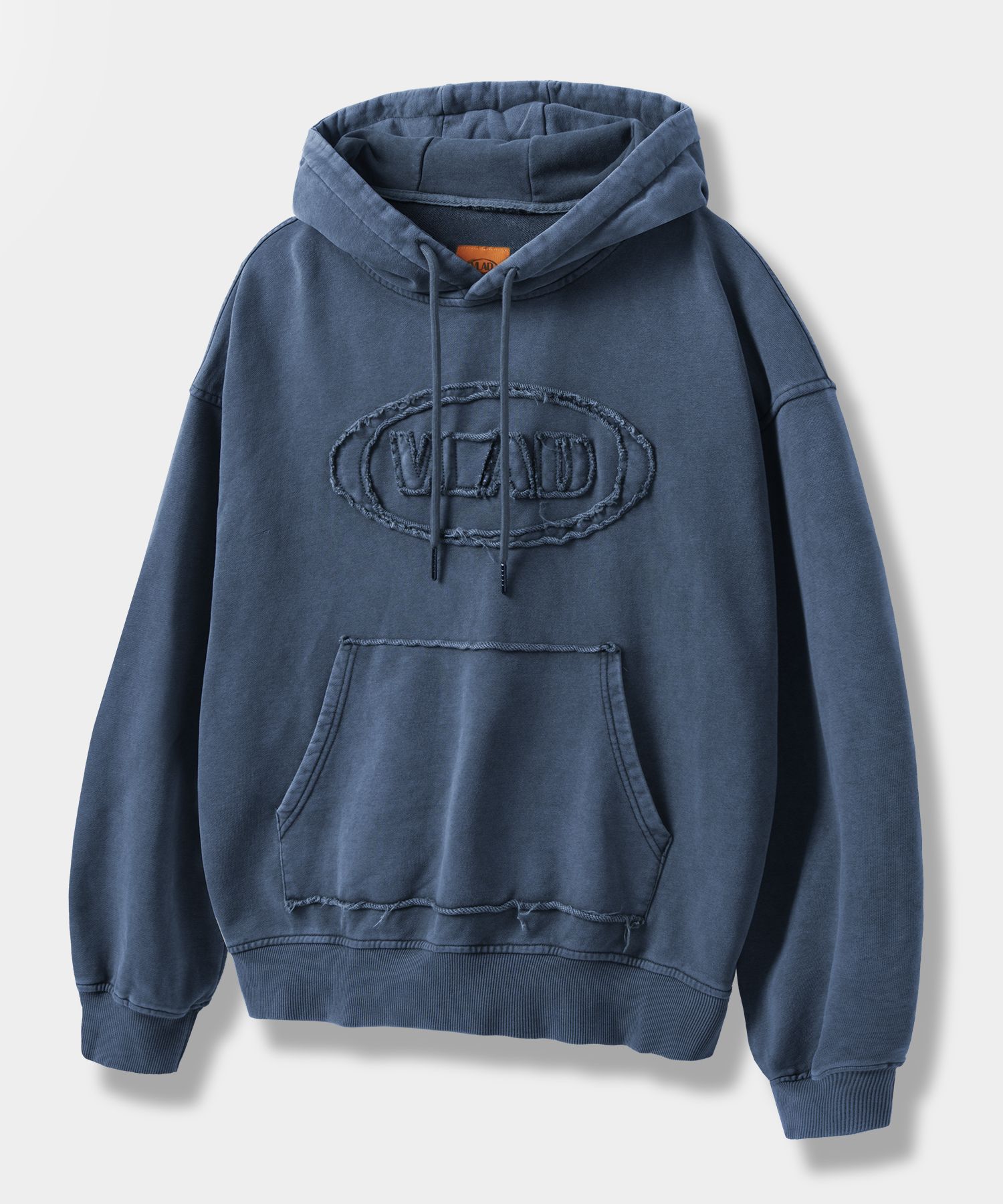 ★DIMITRI BLACK★VLAD cut-off applique hooded sweatshirt★ VLAD CUT-OFF APPLIQUE HOODED T-SHIRT_NAVY - 디미트리블랙