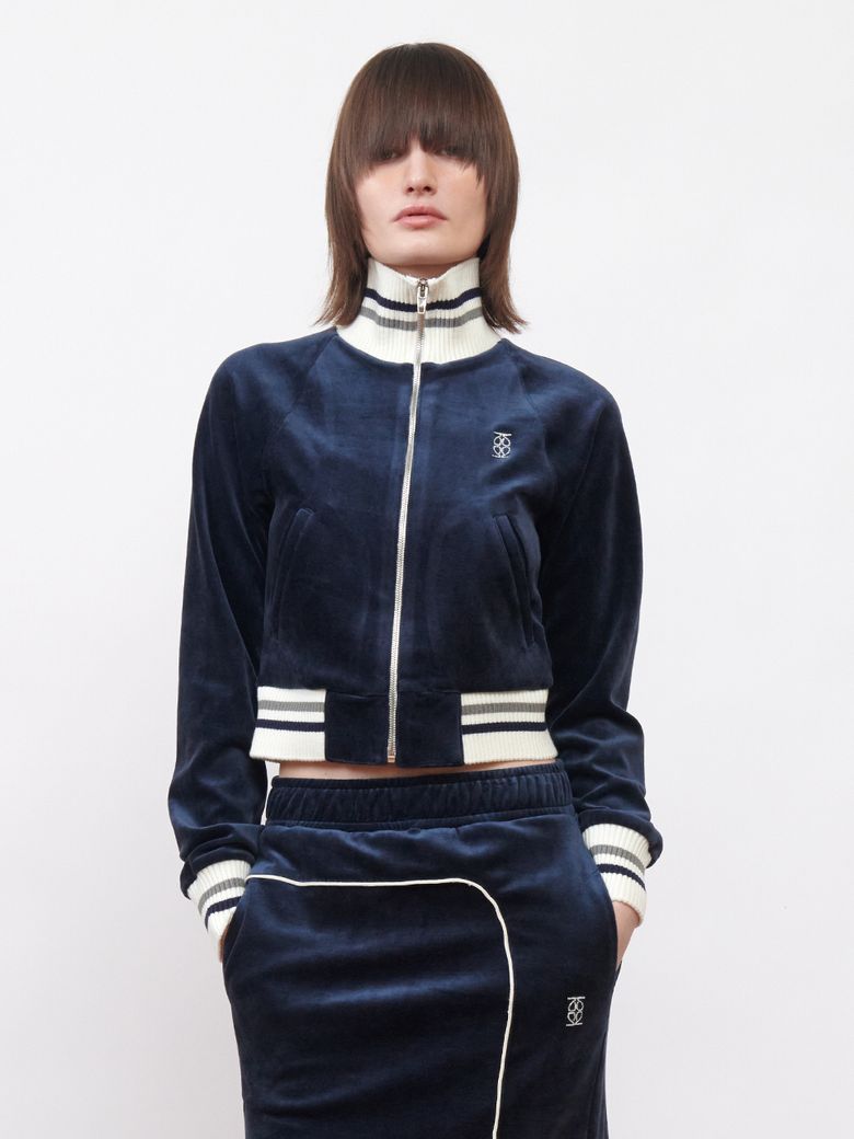 Velour Track Jacket Navy