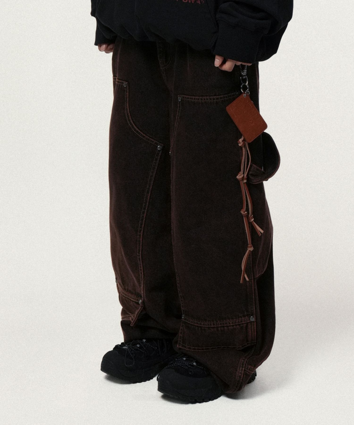 MUSINSA | IDWS Overlap Carpenter Denim Pants Brown