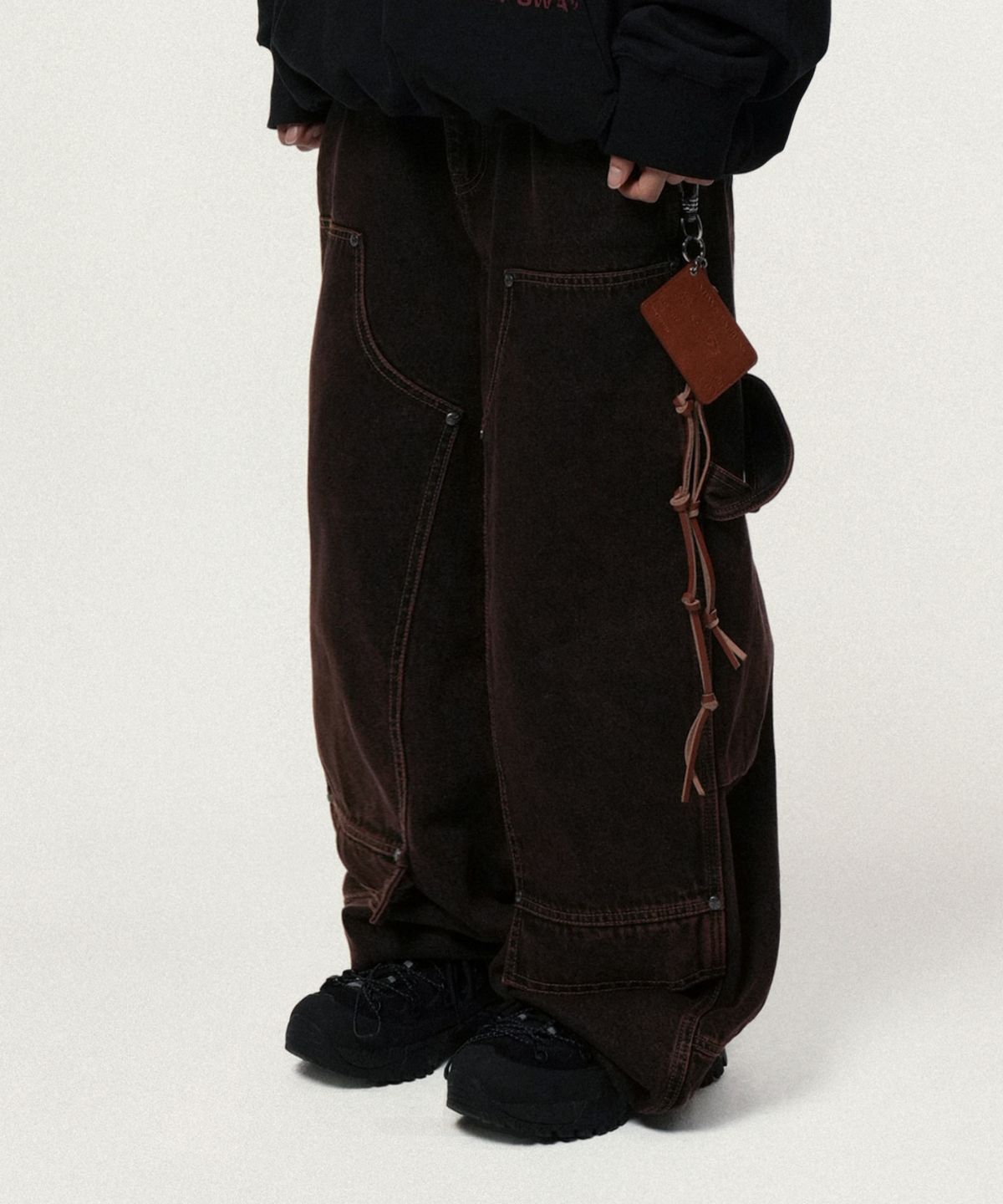 아이돈워너셀(IDWS) Overlap Carpenter Denim Pants Brown