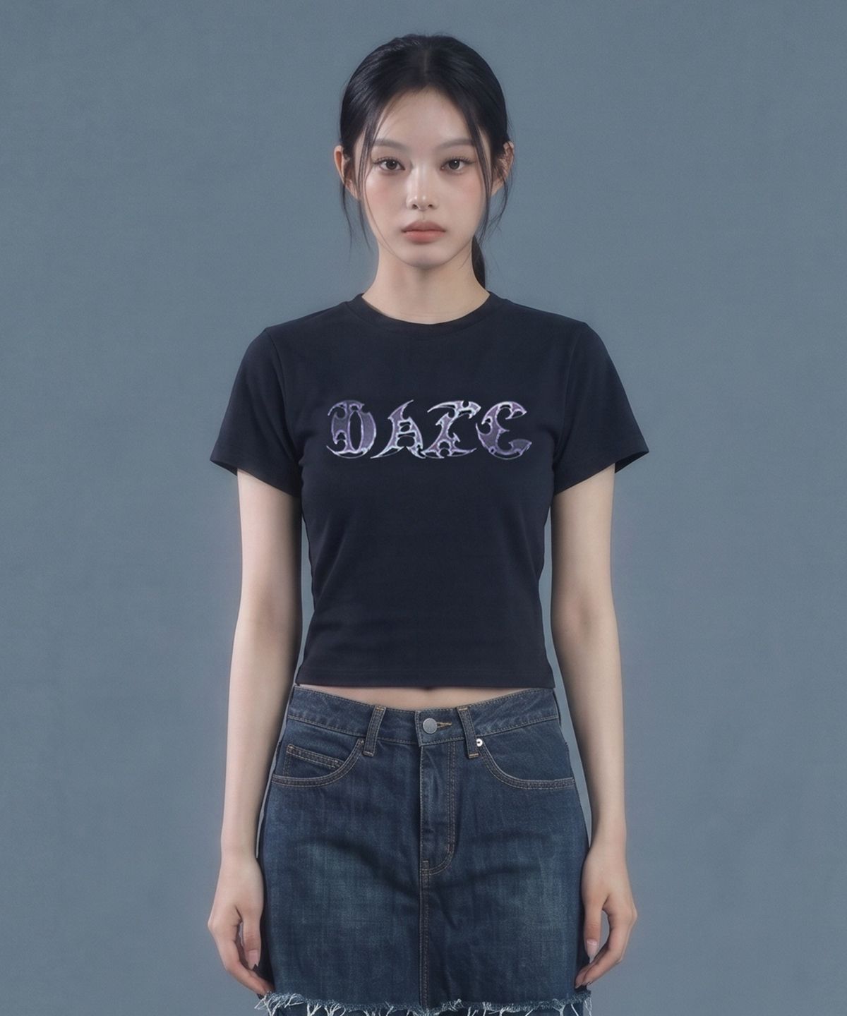 인어데이즈(INADAZE) 데이즈 로고 크롭 반팔 (블랙)