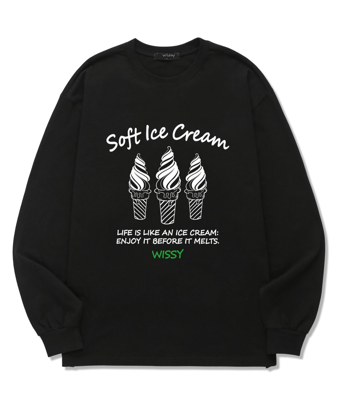 위씨(WISSY) Soft Ice Cream 긴팔 티셔츠 (WLS009) 블랙