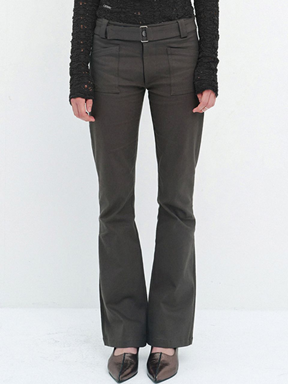 ★CERRIC★VELCRO BELT PANTS★1327★Charcoal★韓国★大人気★ VELCRO BELT PANTS / CHARCOAL - CERRIC