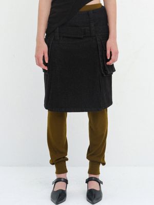 BELT BAG LAYERED MIDI SKIRT / BLACK