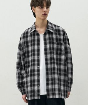 에반 옴브레 체크 셔츠 [BLACK]