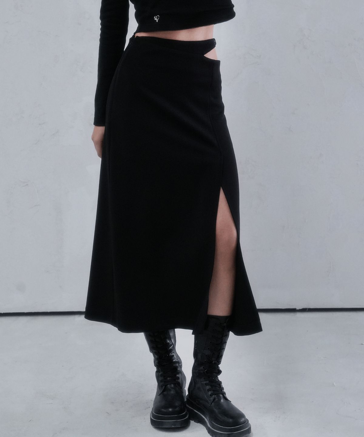 비바셔스(VIVACIOUS) Sie Waist Belt Long Skirt BLACK