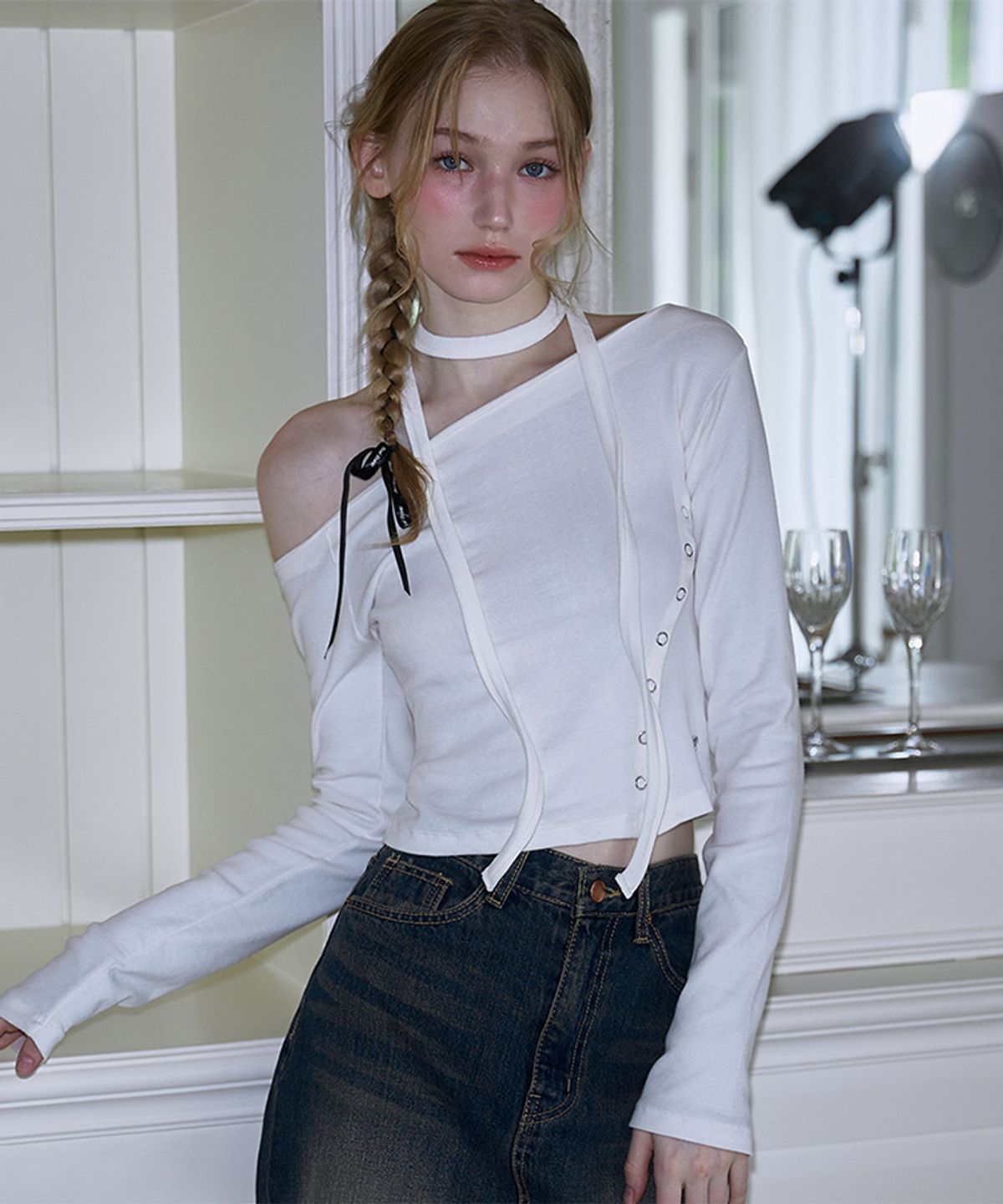 로제프란츠(ROSEFRANTZ) Eyelet Tie Long Sleeve [Ivory]