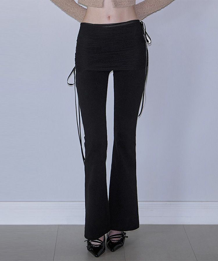 ★Rose Frantz★ Cooling Boots Cut Pants Beige 5006430162 MUSINSA | ROSÉ FRANTZ Sha Layered Boots Cut Pants [Black]