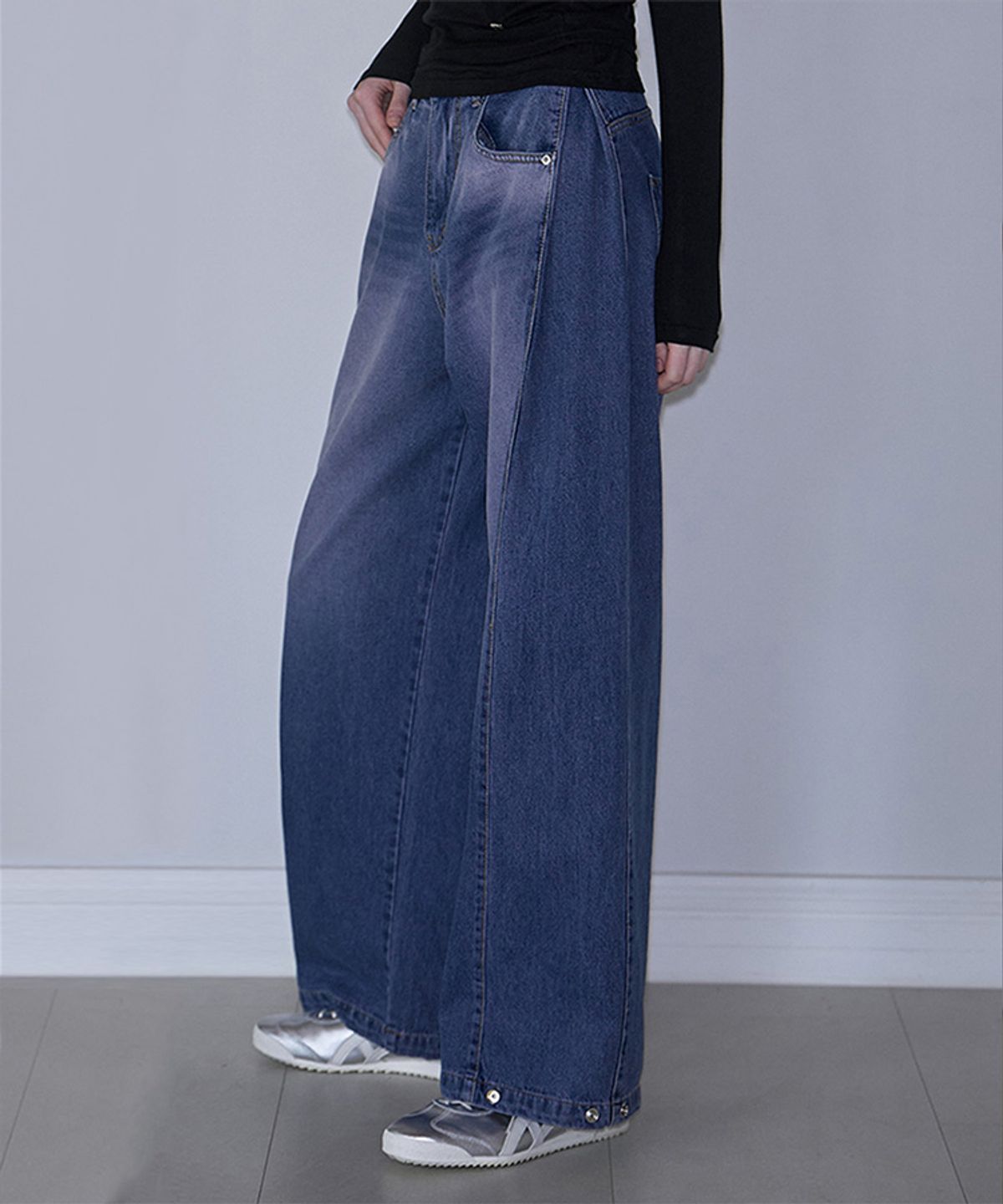 로제프란츠(ROSEFRANTZ) Side Tuck Wide Denim Pants [Pink Blue]