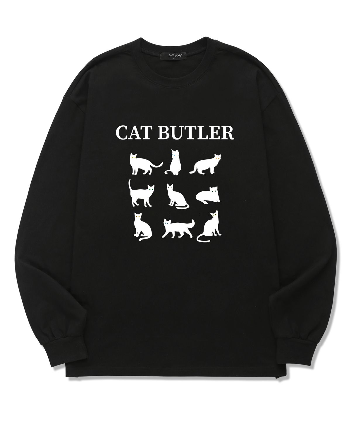 위씨(WISSY) CAT BUTLER 긴팔 티셔츠 (WLS011) 블랙