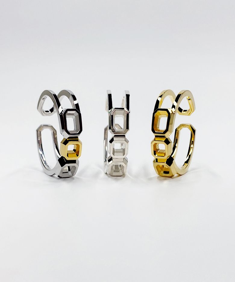 Interlocking Triple Octagon Ring