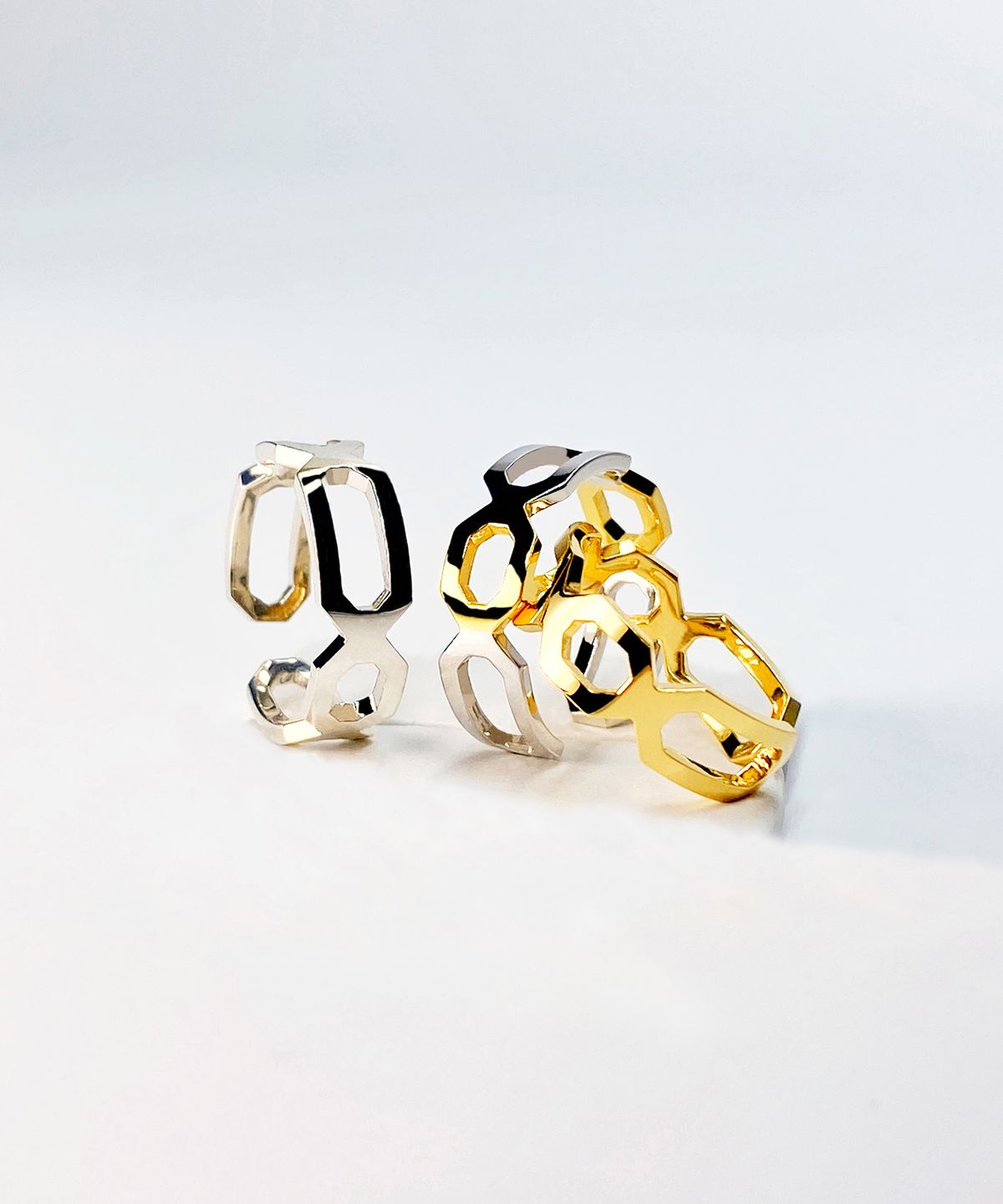 쿠도스(KUDOS) Interlocking Triple Octagon Ring (Thin Ver.)