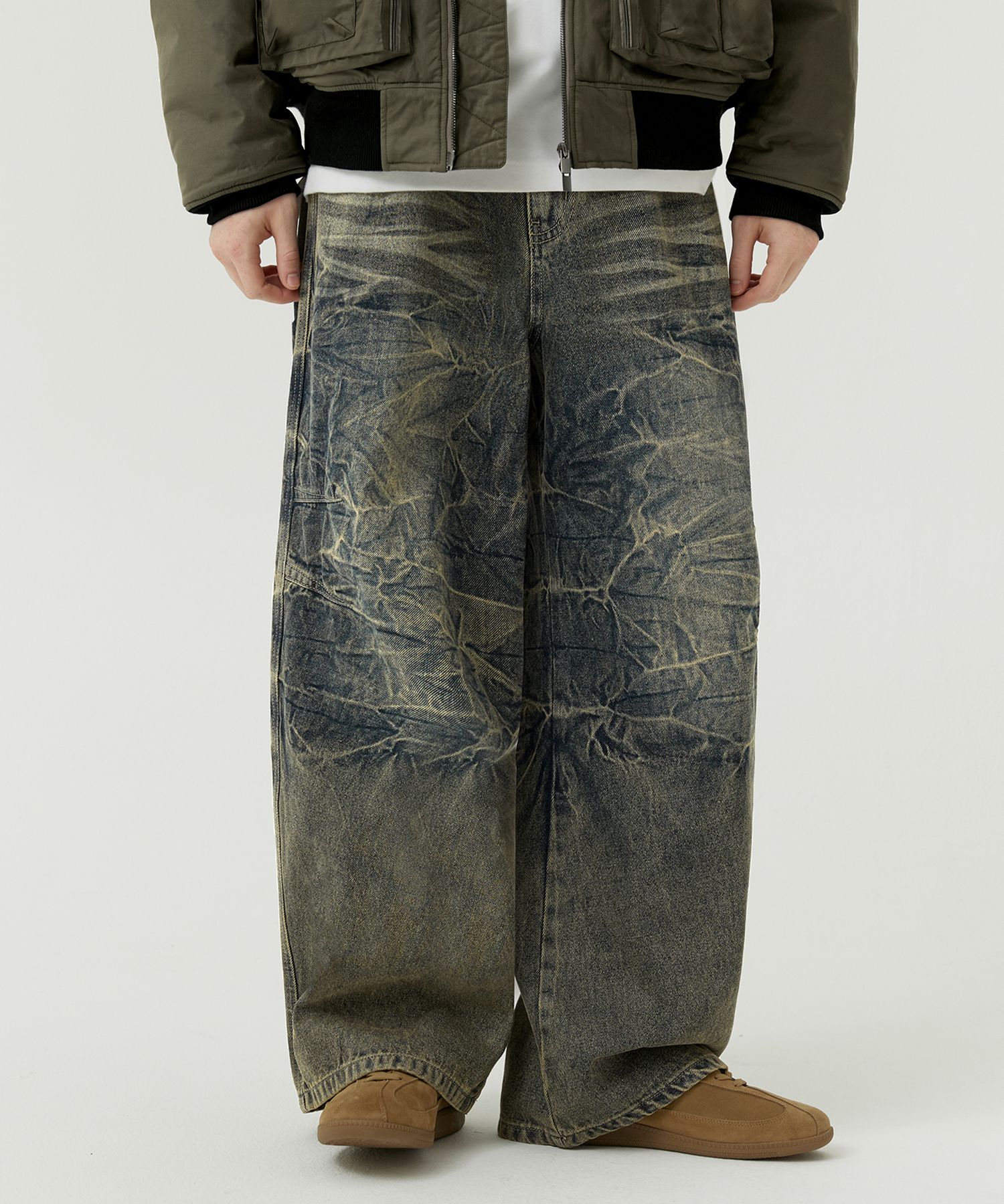 ★TRILLION★ Brightening crack washed denim pants SAND BLUE MUSINSA | TRILLION Brightening Crack Washing Denim Pants