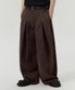울 라이크 인버티드 턱 헤링본 와이드 팬츠 (BROWN)