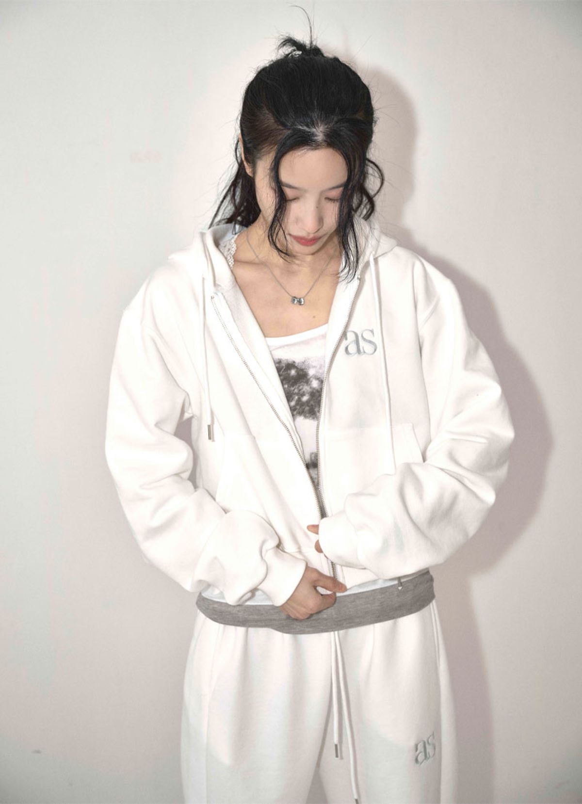 애즈온(ASON) BASIC TRAINING HOOD ZIP-UP / WHITE