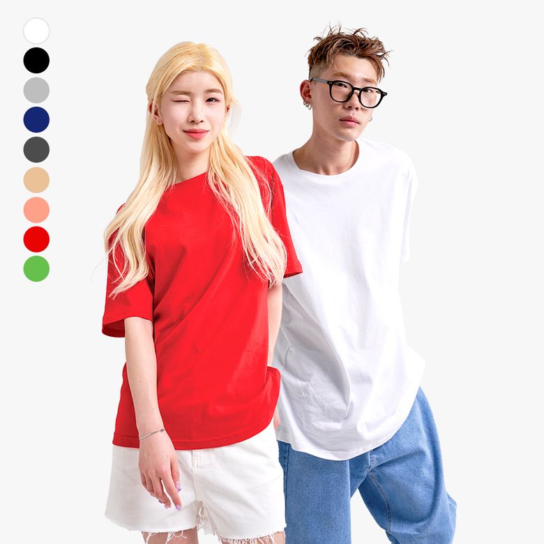 무지 기본 오버핏 반팔 티셔츠