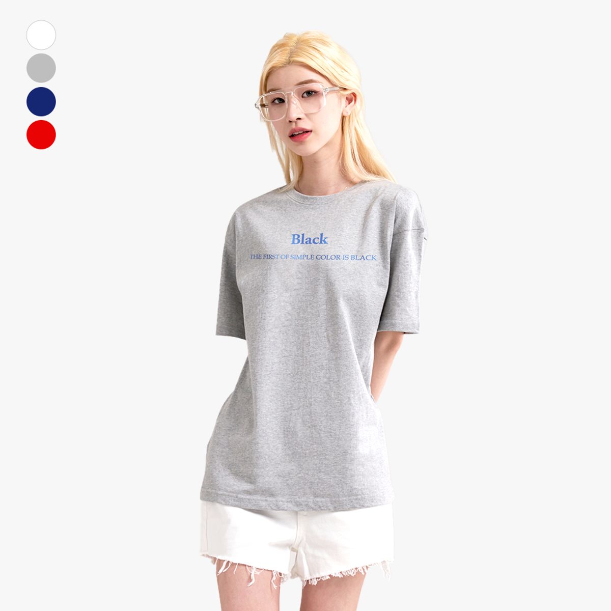 엘런아시(ELLENASSY) SimpleColor 기본 오버핏 반팔 티셔츠
