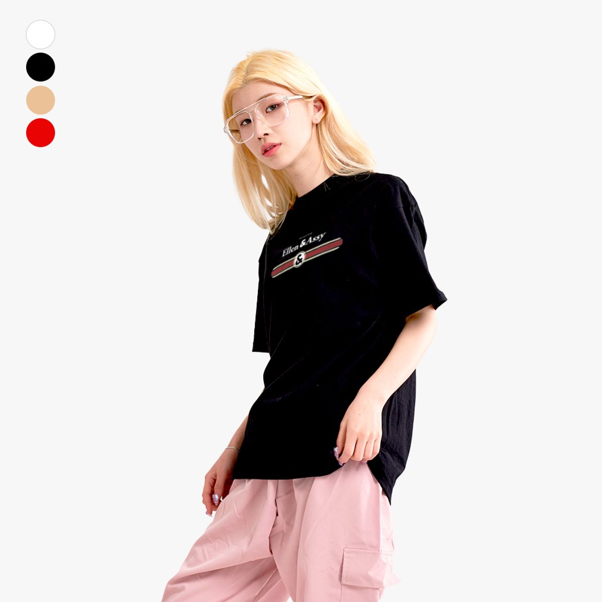 엘런아시(ELLENASSY) 굿럭 기본 오버핏 반팔 티셔츠