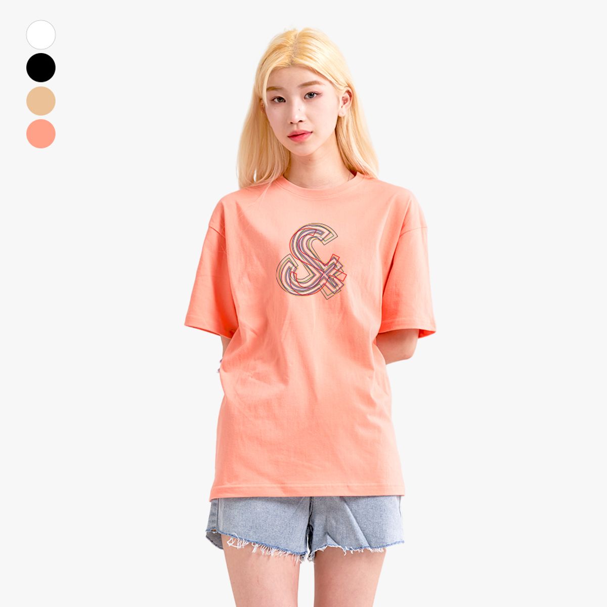 엘런아시(ELLENASSY) 그래픽 기본 오버핏 반팔 티셔츠