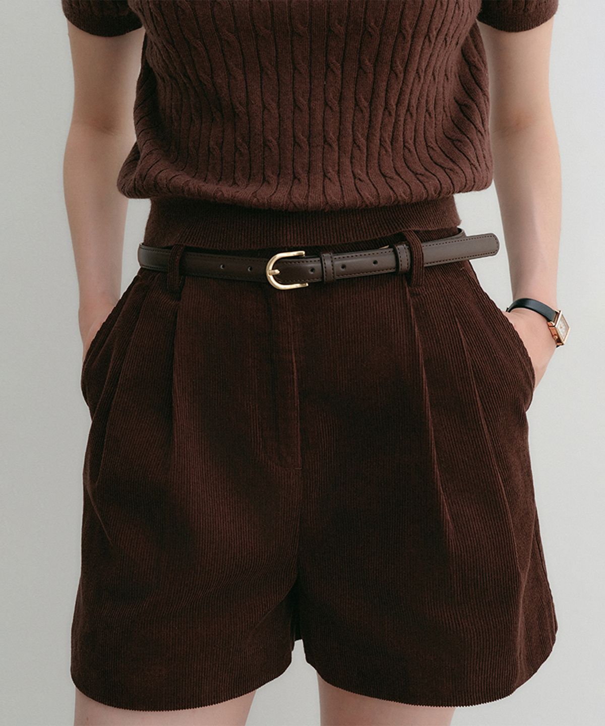 룩캐스트(LOOKAST) 엘르 비건 레더 벨트_다크 브라운 / ELLE VEGAN LEATHER BELT_DARK BROWN