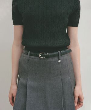엘르 비건 레더 벨트_블랙 실버 / ELLE VEGAN LEATHER BELT_BLACK SILVER