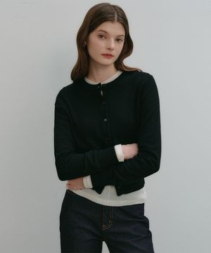 힌스 캐시 라운드 가디건_블랙 / HINCE CASH ROUND CARDIGAN_BLACK