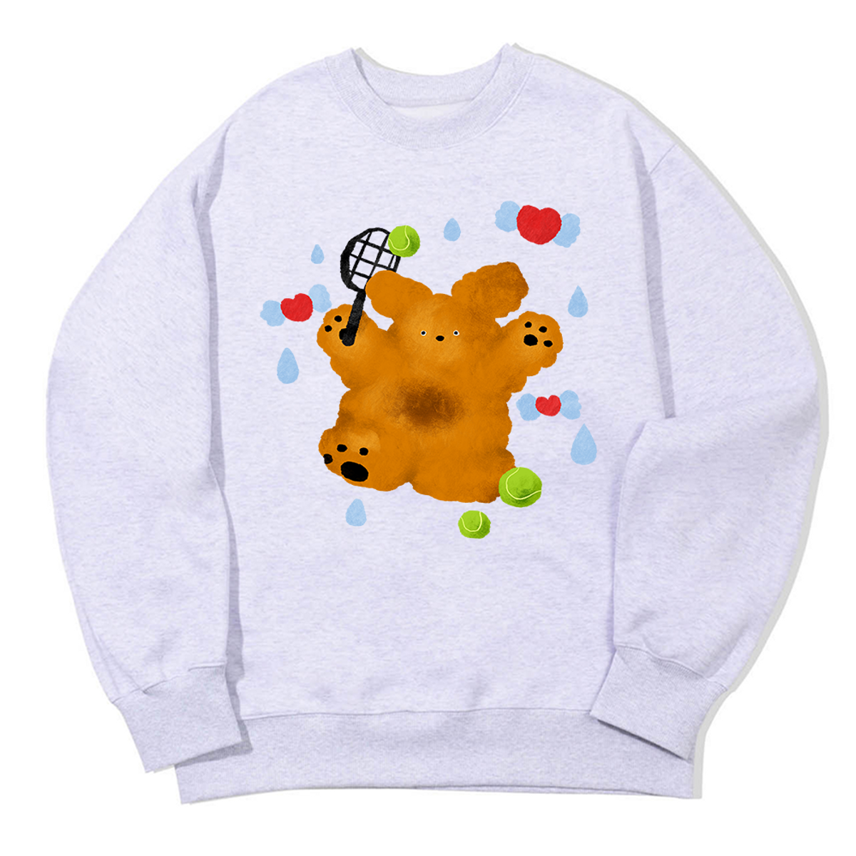어썸어스(AWESOMEUS) BROWN PUPPY PLAYING TENNIS SWEAT SHIRTS_3 COLOR
