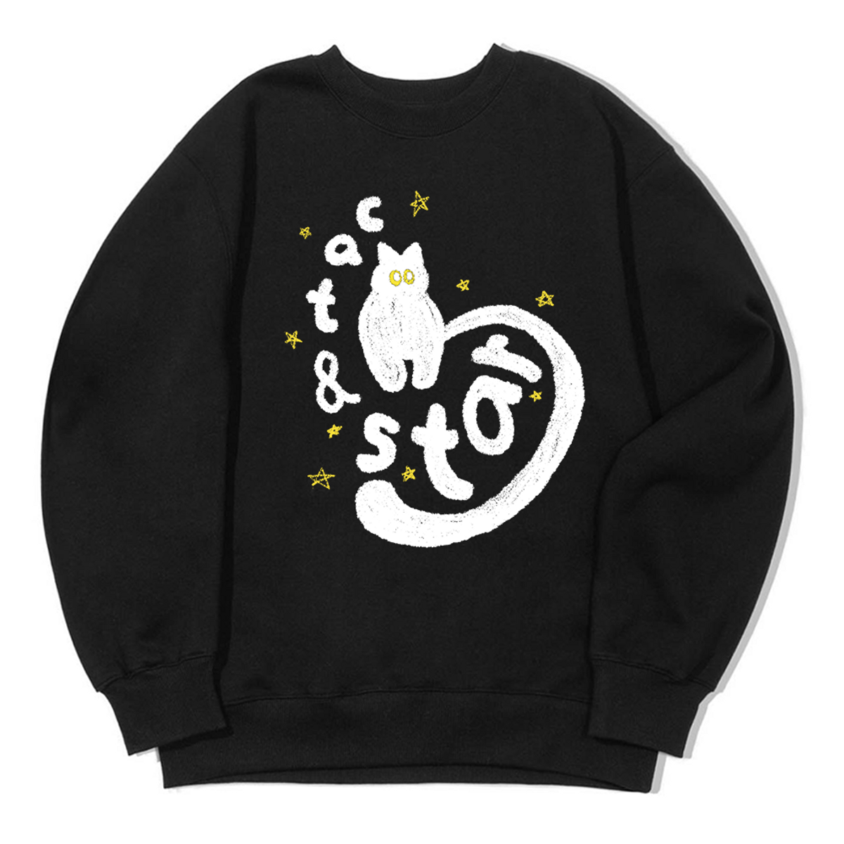 어썸어스(AWESOMEUS) SMALL CUTE CAT AND STAR  SWEAT SHIRTS_3 COLOR