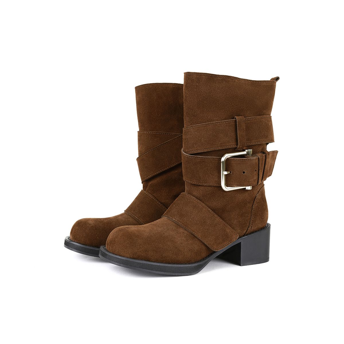 MUSINSA | OSOI MIDDLE BROCLE BOOTS [SUEDE BROWN]