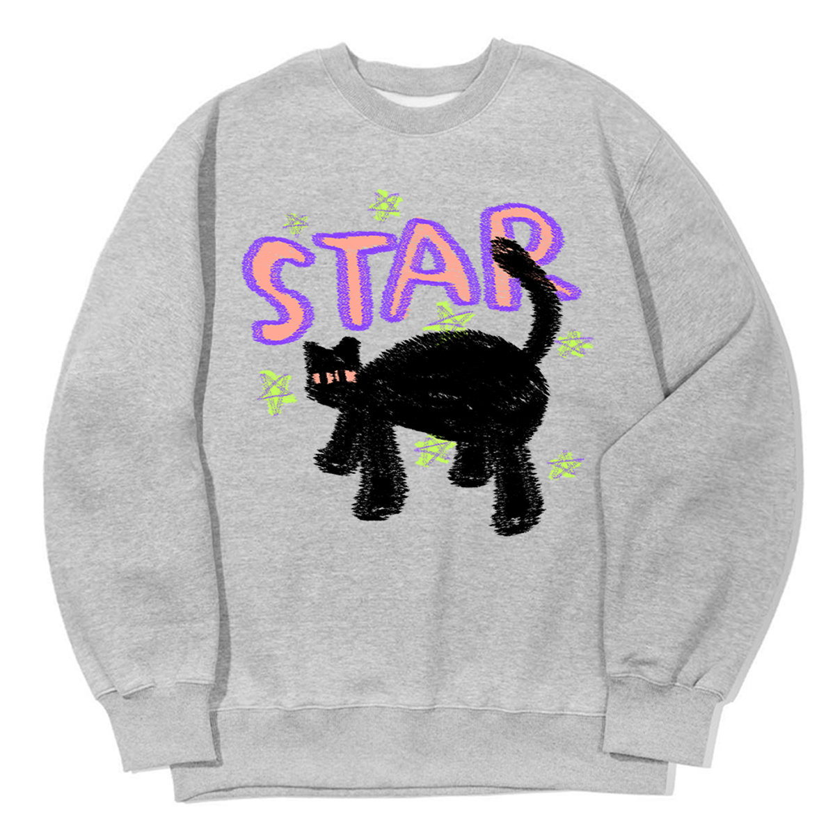 어썸어스(AWESOMEUS) BLACK CAT STAR SWEAT SHIRTS_3 COLOR