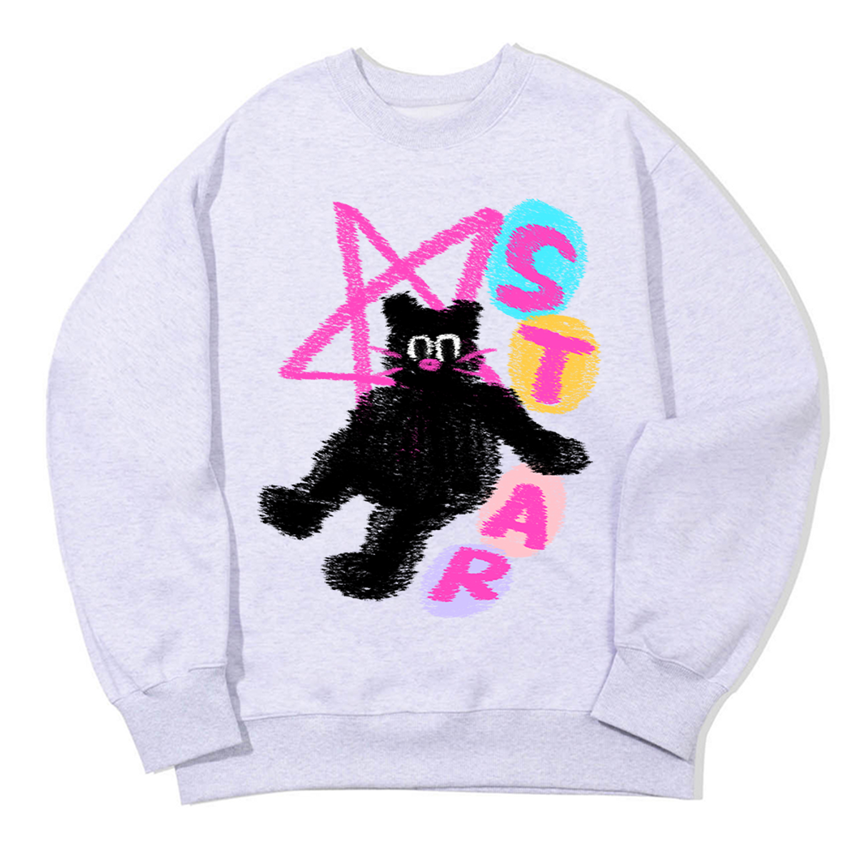 어썸어스(AWESOMEUS) BLACK CAT AND LINE STAR SWEAT SHIRTS_3 COLOR