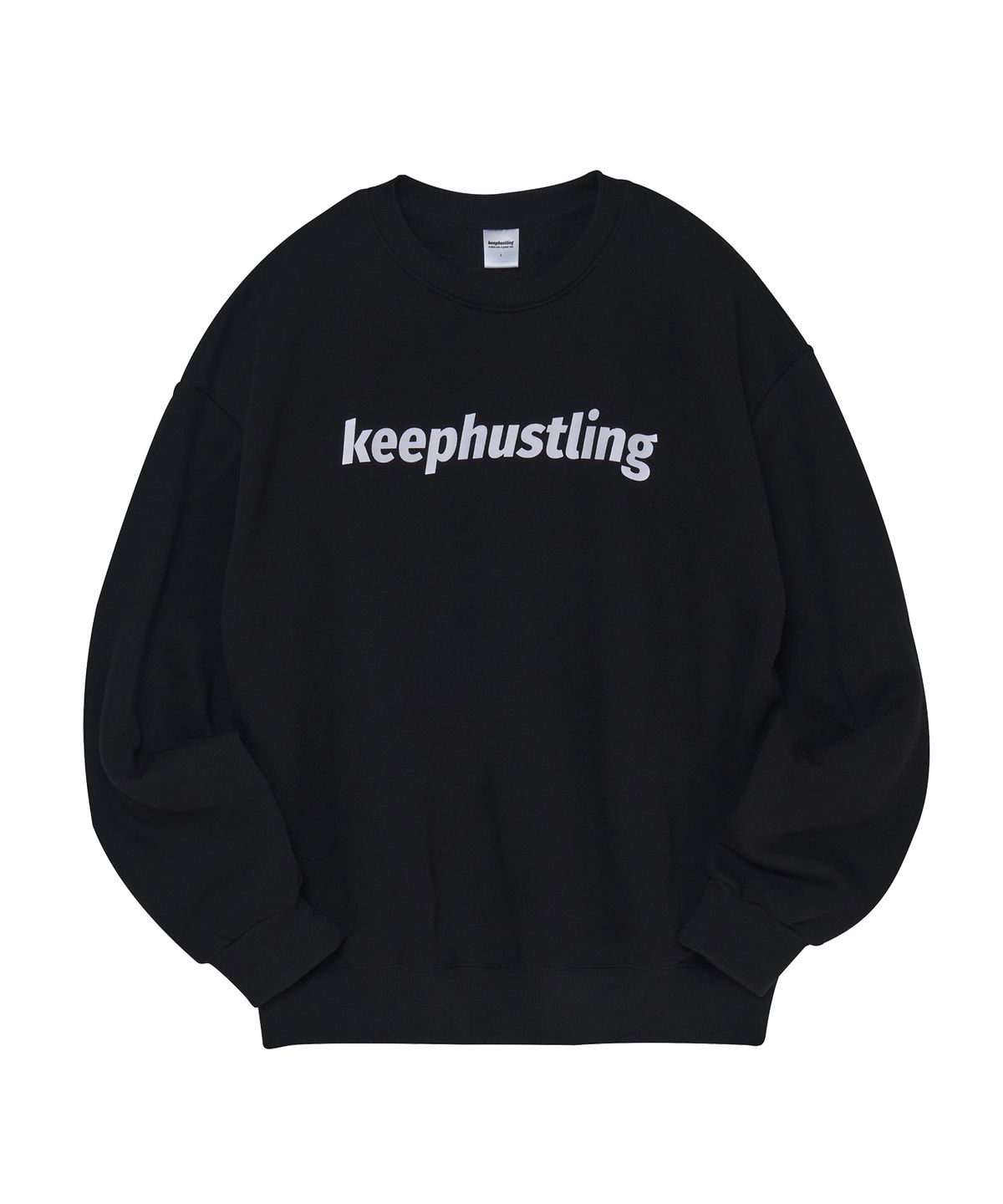 킵허슬링(KEEPHUSTLING) 오리지널 로고 기모 맨투맨 스웨트셔츠 (블랙)