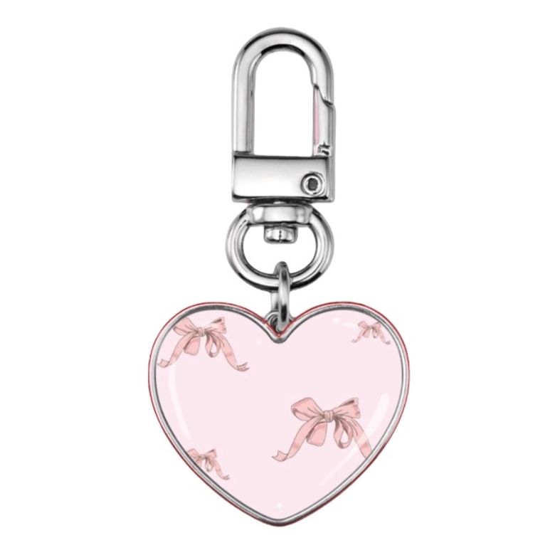 pink ribbon sliver epoxy heart keyring 에폭시 실버 미니 하트 키링