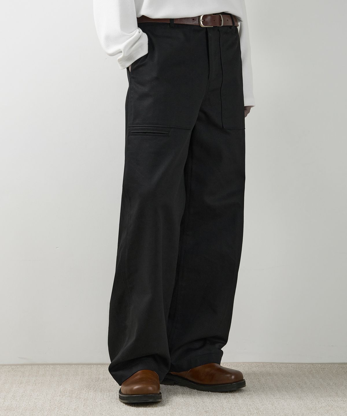 드로우핏(DRAW FIT) 와이드 퍼티그 치노 팬츠 [BLACK]