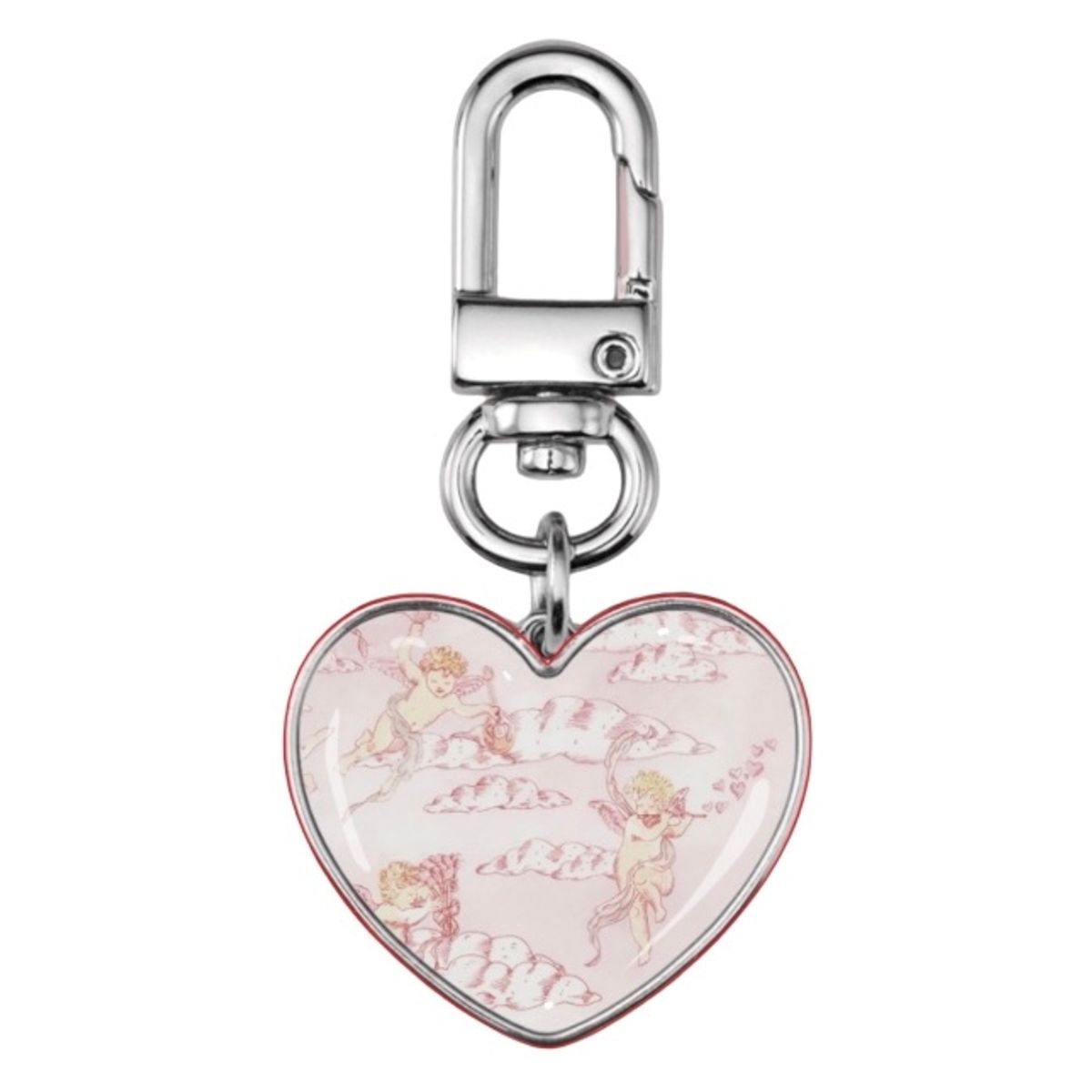 디어마이뮤즈(DEARMYMUSE) peach heart angel sliver epoxy heart keyring 에폭시 실버 미니 하트 키링