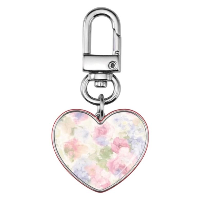 water color flower sliver epoxy heart keyring 에폭시 실버 미니 하트 키링